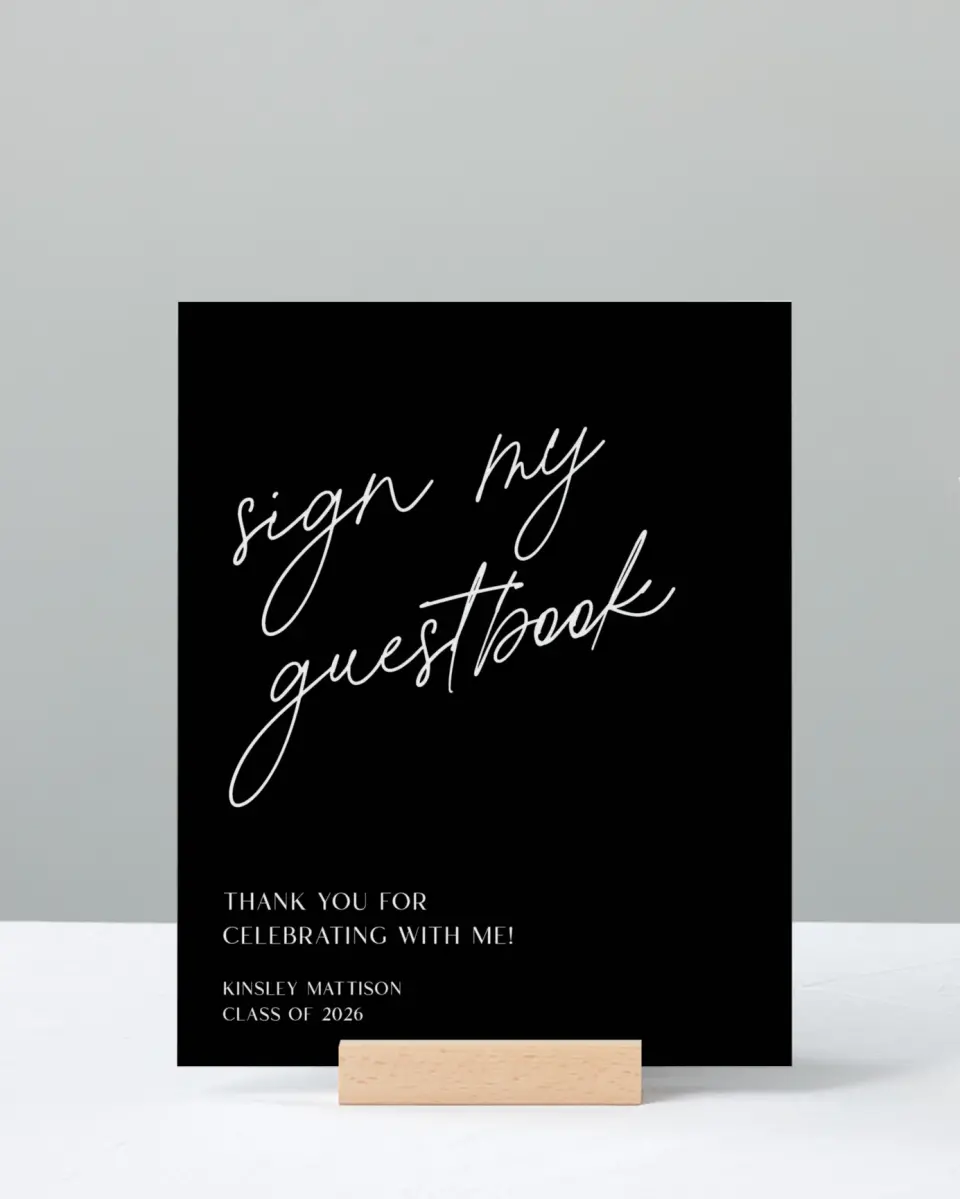 This is a 8" x 10" Guestbook Grad Sign called A New Chapter printed in full color