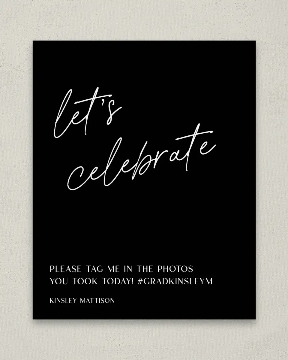 This is a 8" x 10" Let's Celebrate & Snap a Photo Grad Sign called A New Chapter printed in full color
