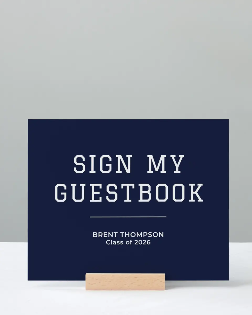 This is a 8" x 10" Guestbook Grad Sign called Classic Celebration printed in full color with Silver foil