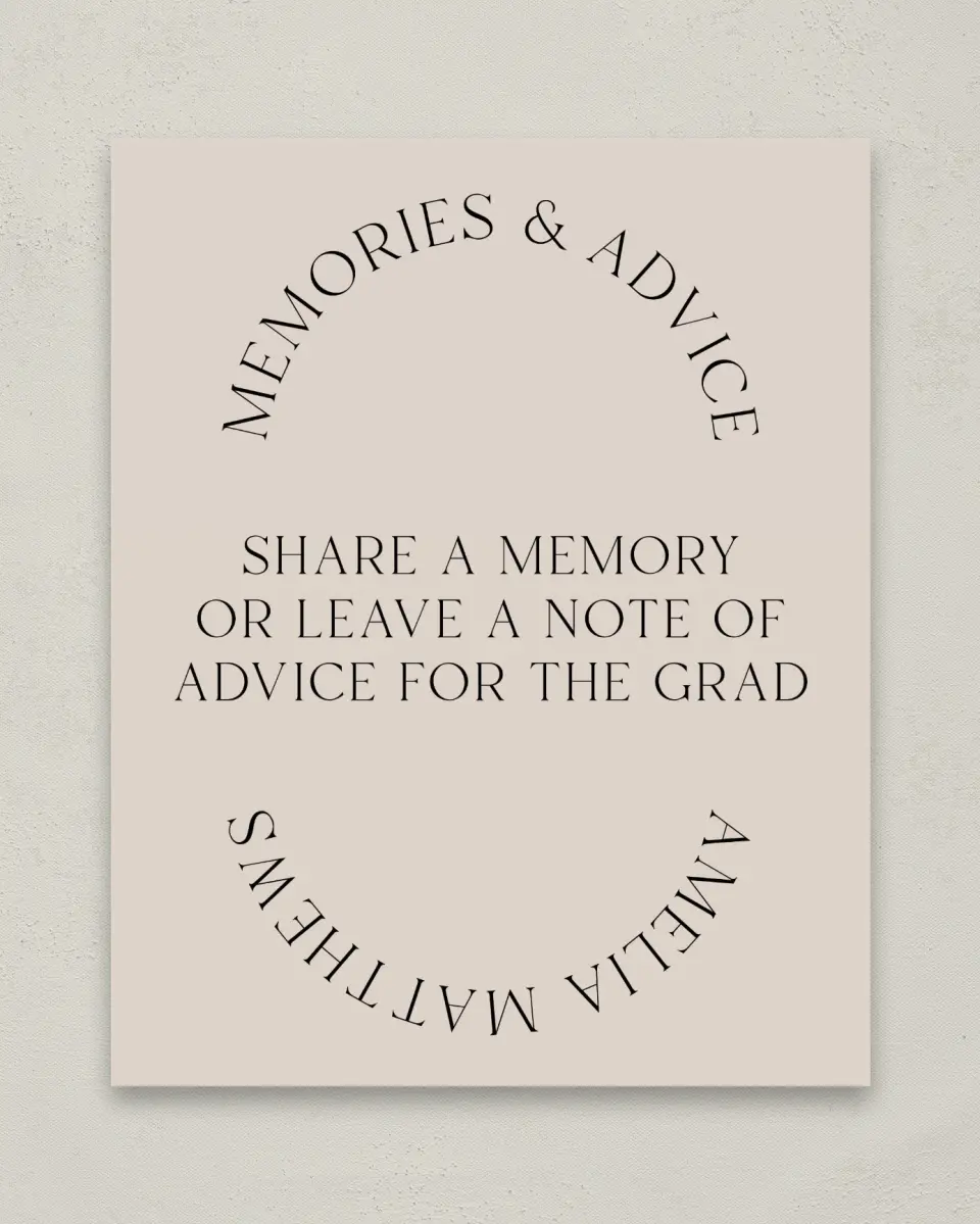 This is a 8" x 10" Memory & Advice Grad Sign called Time To Shine printed in full color