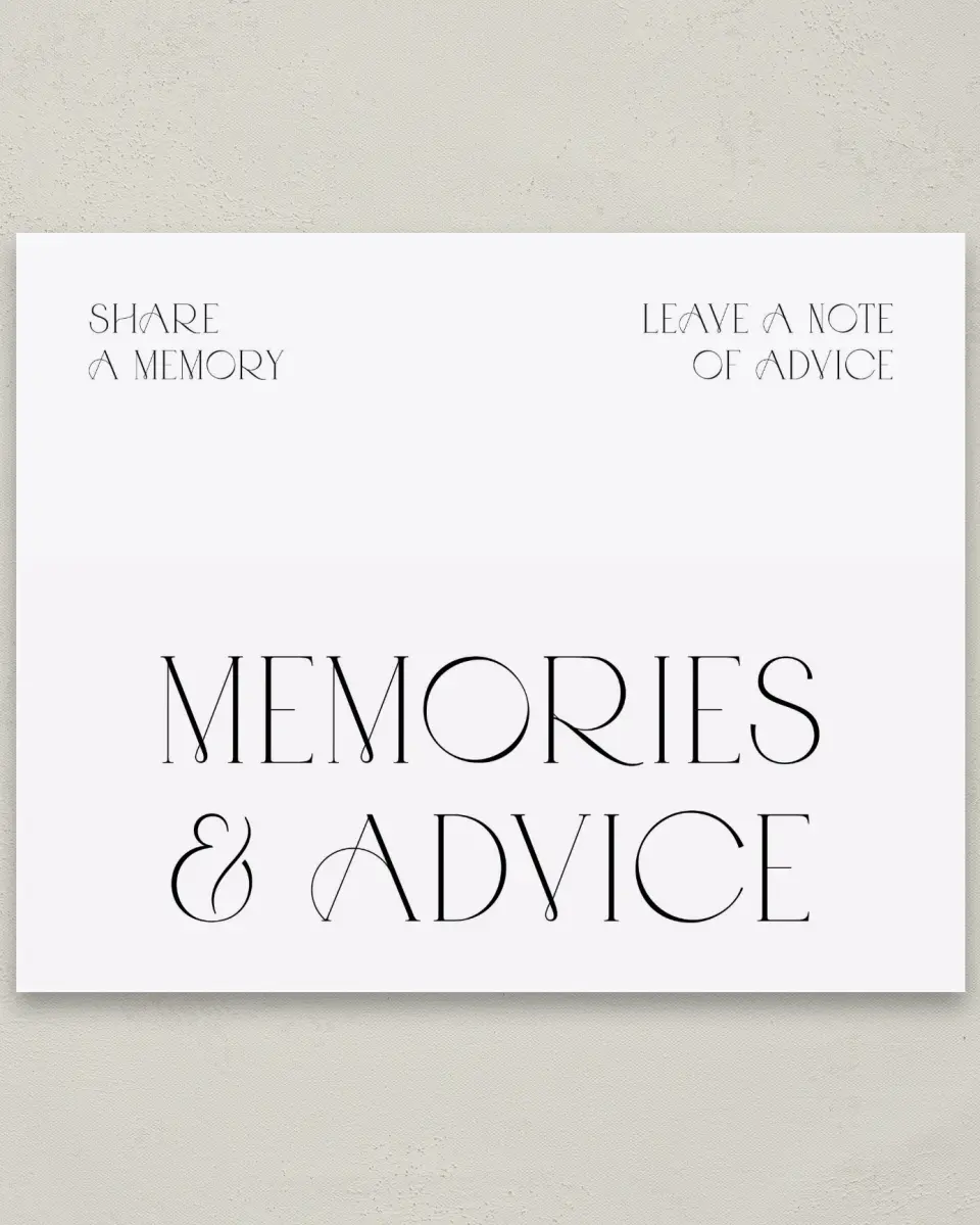 This is a 8" x 10" Memory & Advice Grad Sign called Milestones and Memories printed in full color