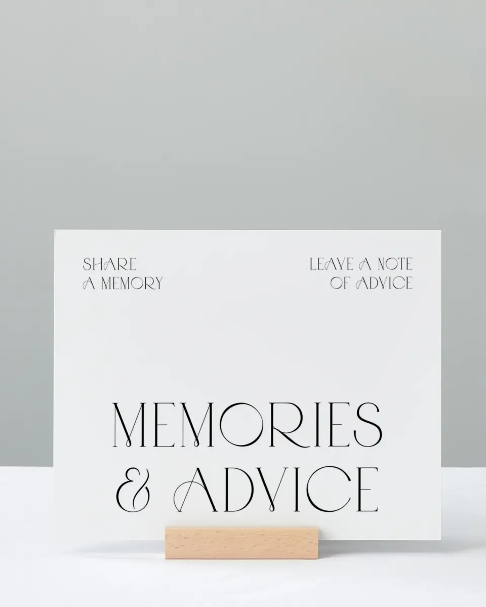 This is a 8" x 10" Memory & Advice Grad Sign called Milestones and Memories printed in full color