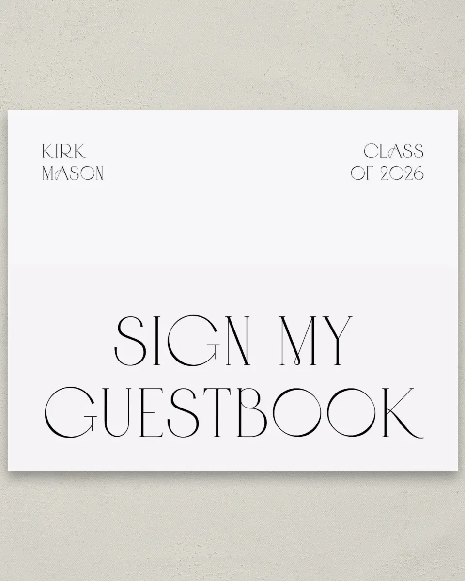 This is a 8" x 10" Guestbook Grad Sign called Milestones and Memories printed in full color with Silver foil