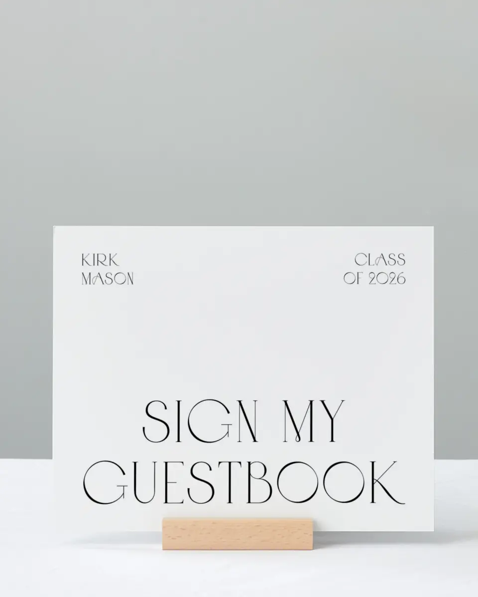 This is a 8" x 10" Guestbook Grad Sign called Milestones and Memories printed in full color with Silver foil