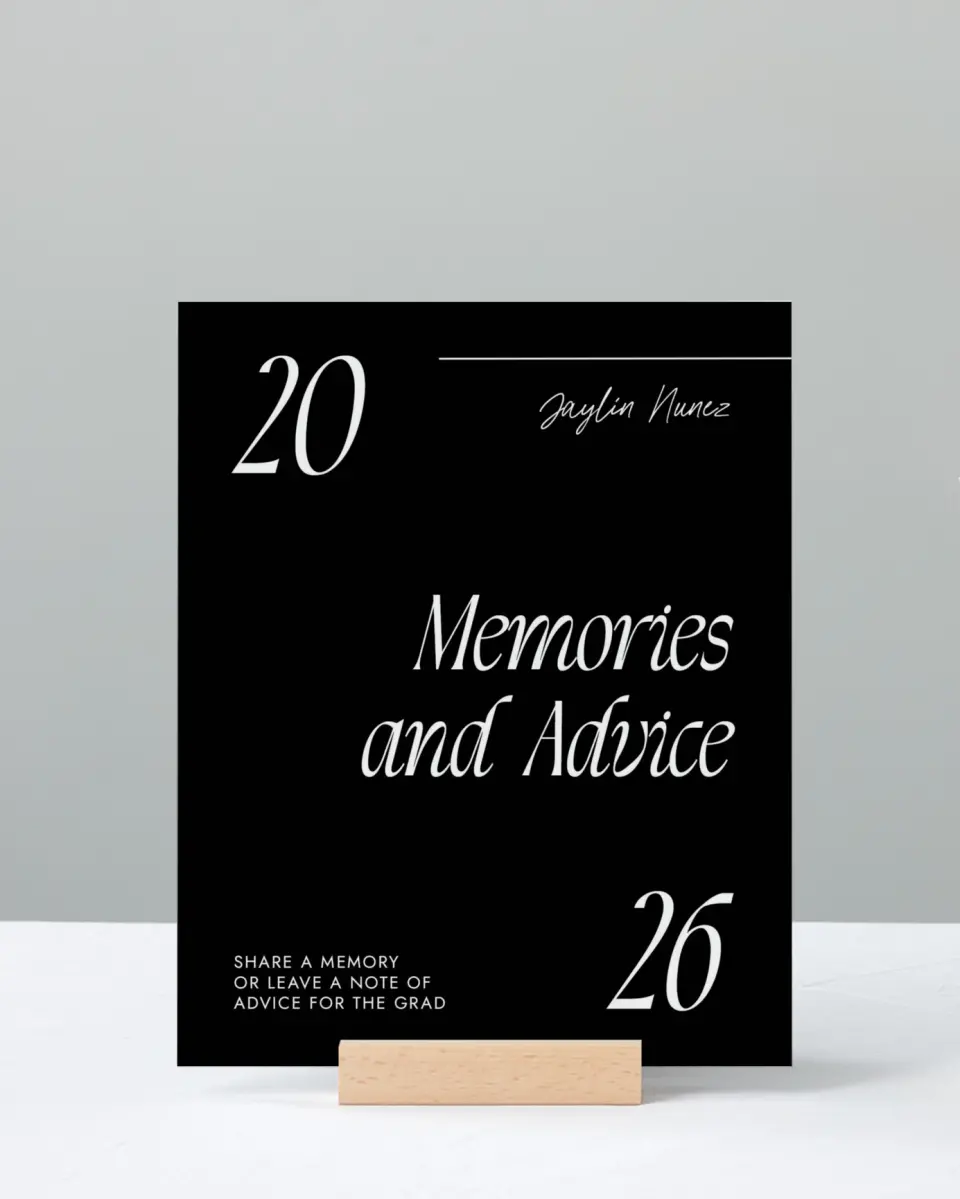 This is a 8" x 10" Memory & Advice Grad Sign called Your Year! printed in full color