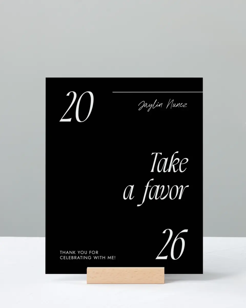 This is a 8" x 10" Take a Favor Grad Sign called Your Year! printed in full color