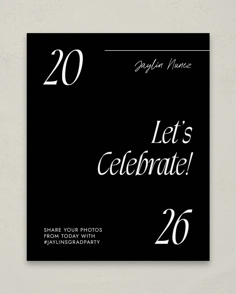 This is a 8" x 10" Let's Celebrate & Snap a Photo Grad Sign called Your Year! printed in full color