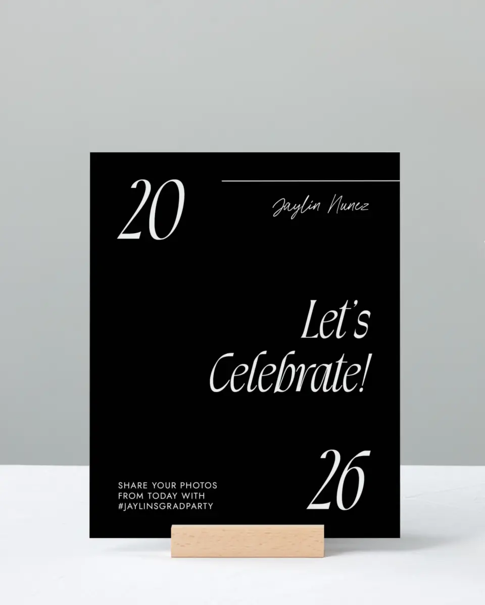 This is a 8" x 10" Let's Celebrate & Snap a Photo Grad Sign called Your Year! printed in full color
