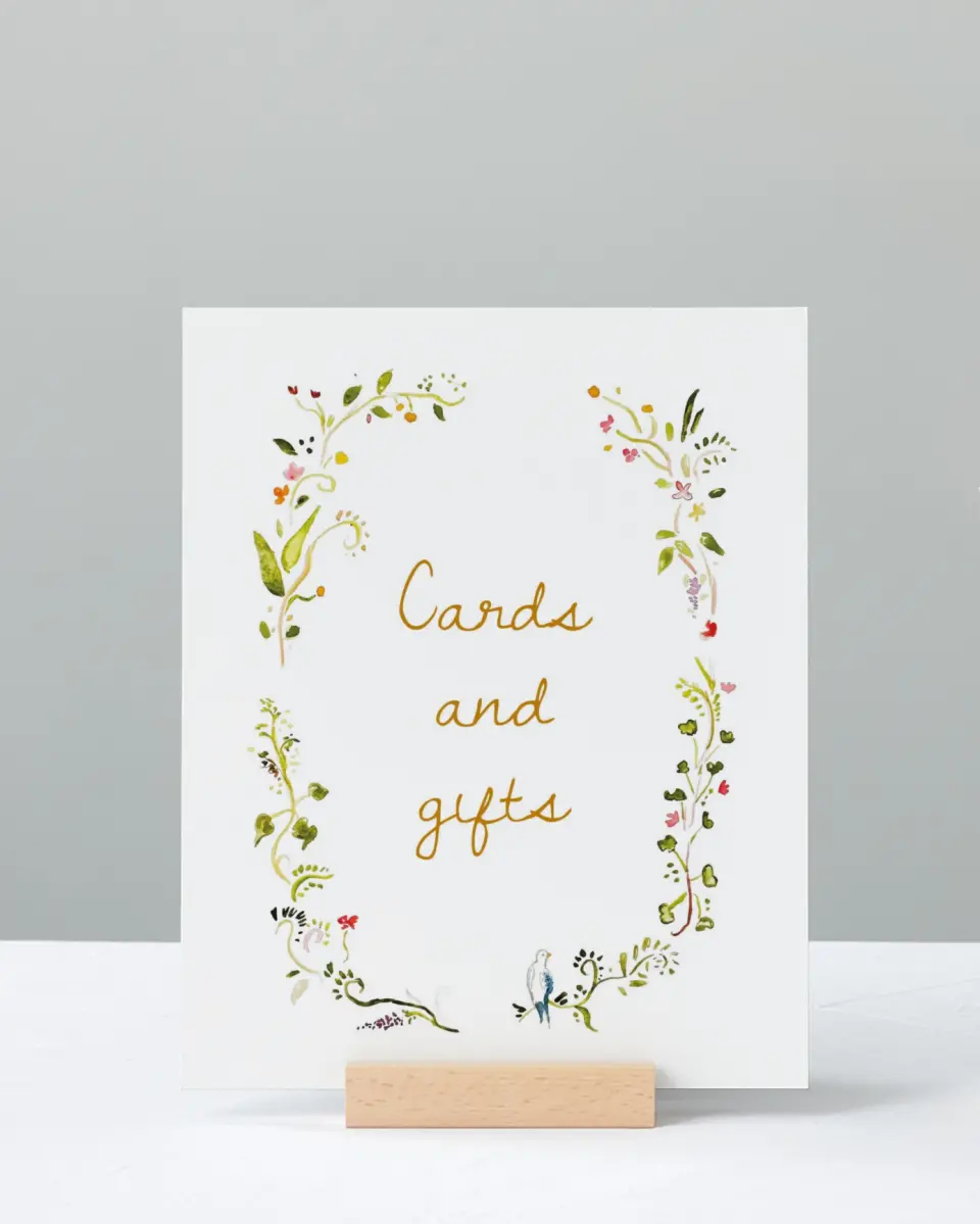 This is a 8" x 10" Cards & Gifts Sign called Fairy Garden printed in full color