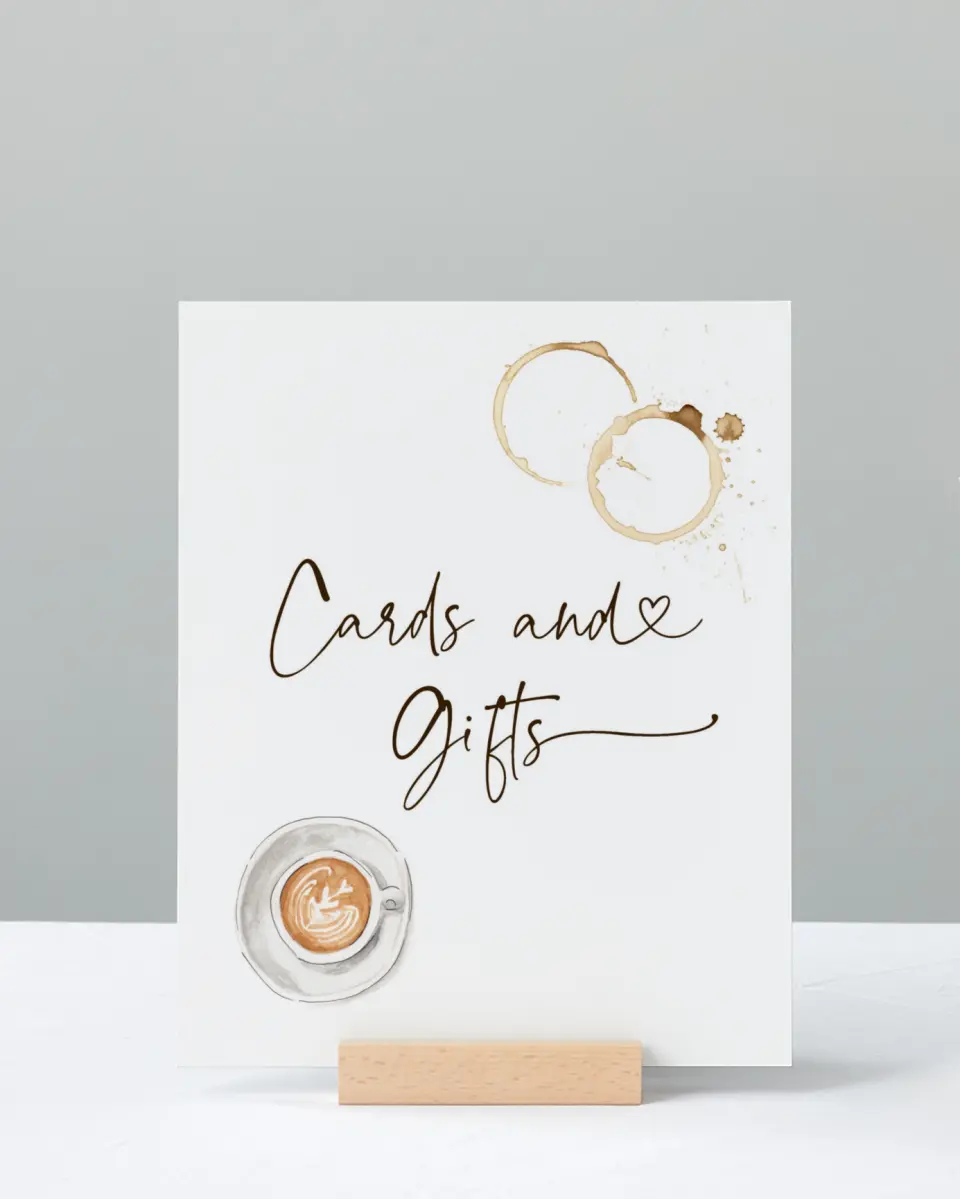 This is a 8" x 10" Cards & Gifts Sign called Love is Brewing printed in full color