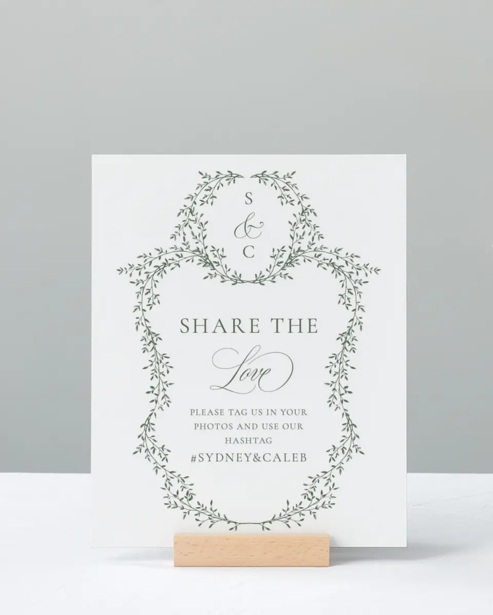 This is a 8" x 10" Share the Love Sign called Elegant Frame printed in full color