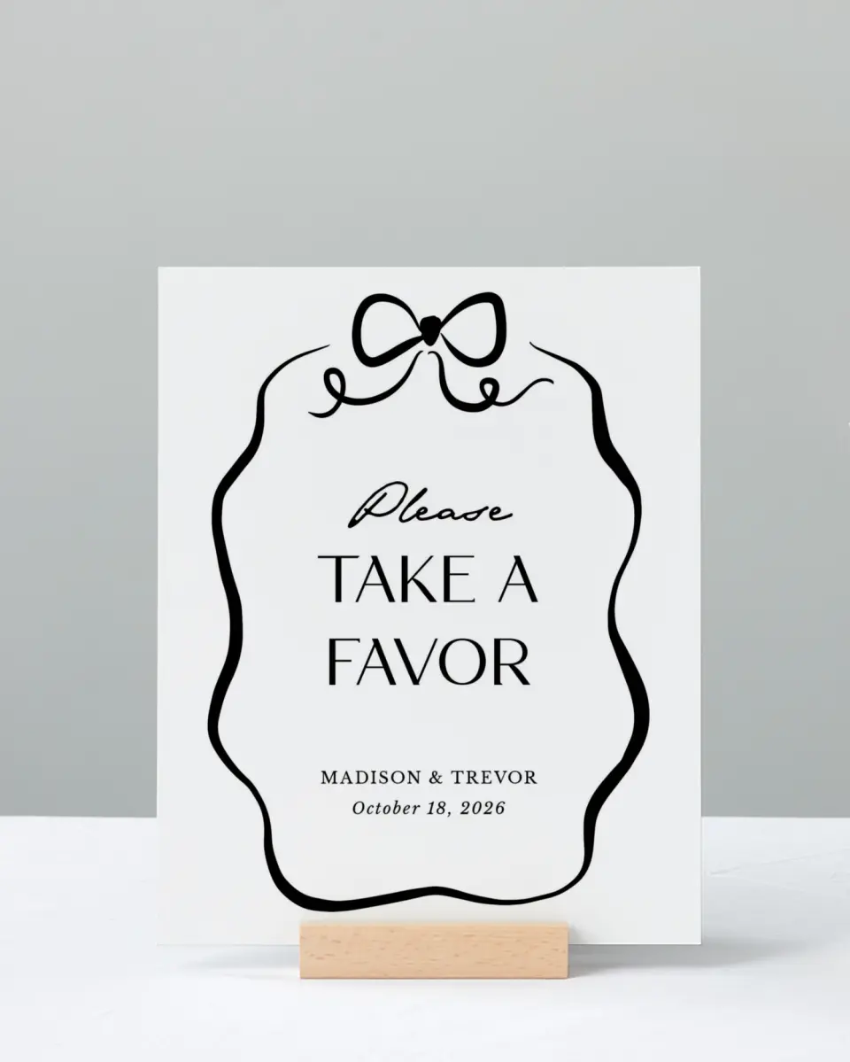 This is a 8" x 10" Favor Sign called The Madison printed in full color