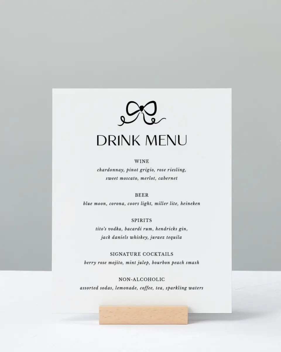 This is a 8" x 10" Menu Sign called The Madison printed in full color with Silver foil