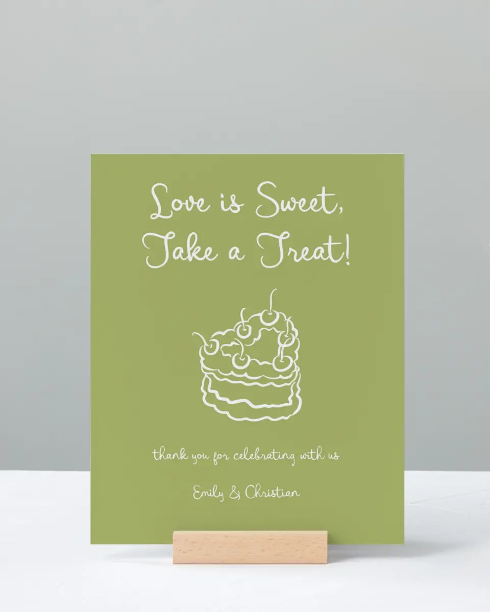 This is a 8" x 10" Favor Sign called Wedding Whimsy printed in full color