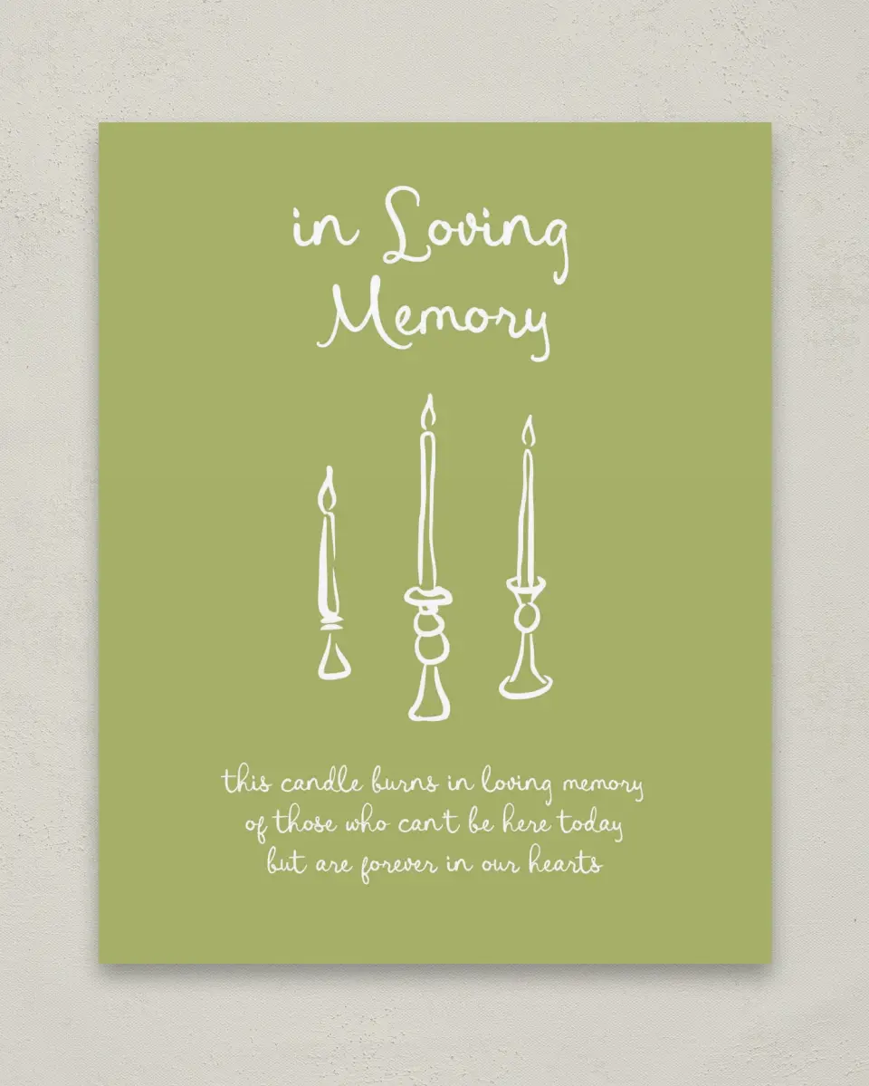 This is a 8" x 10" Loving Memory Sign called Wedding Whimsy printed in full color