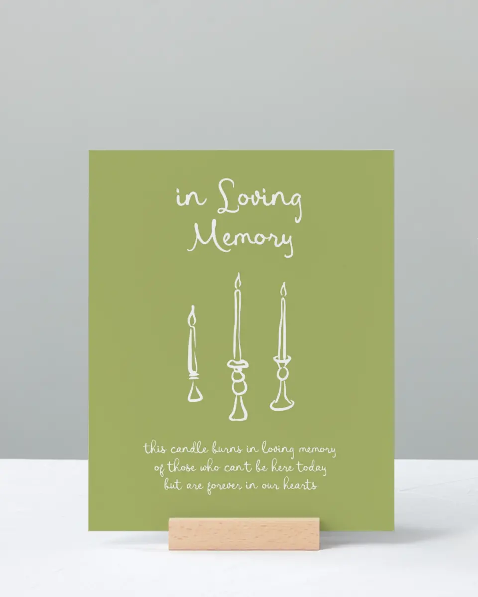 This is a 8" x 10" Loving Memory Sign called Wedding Whimsy printed in full color