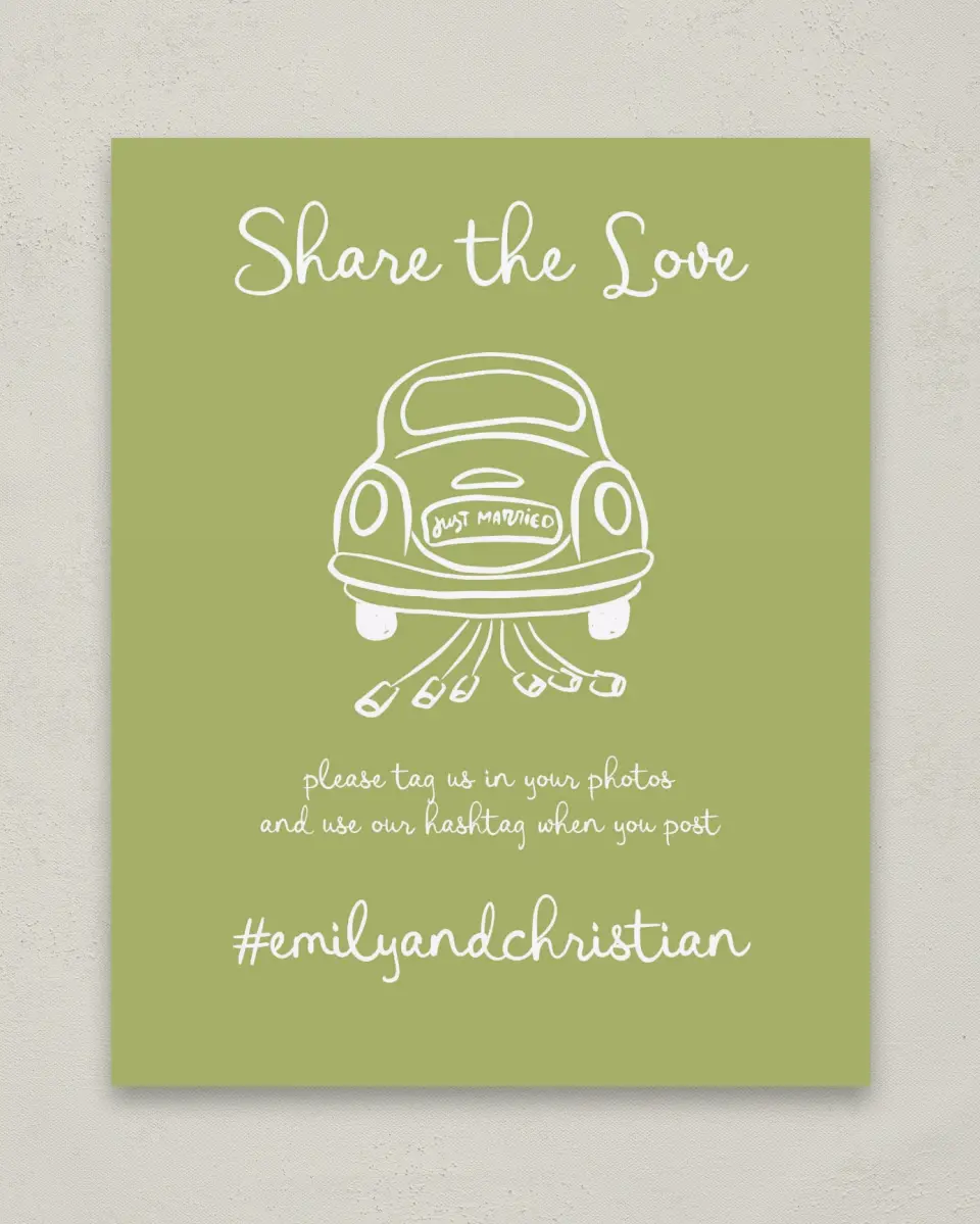 This is a 8" x 10" Share the Love Sign called Wedding Whimsy printed in full color