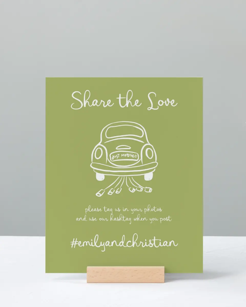 This is a 8" x 10" Share the Love Sign called Wedding Whimsy printed in full color