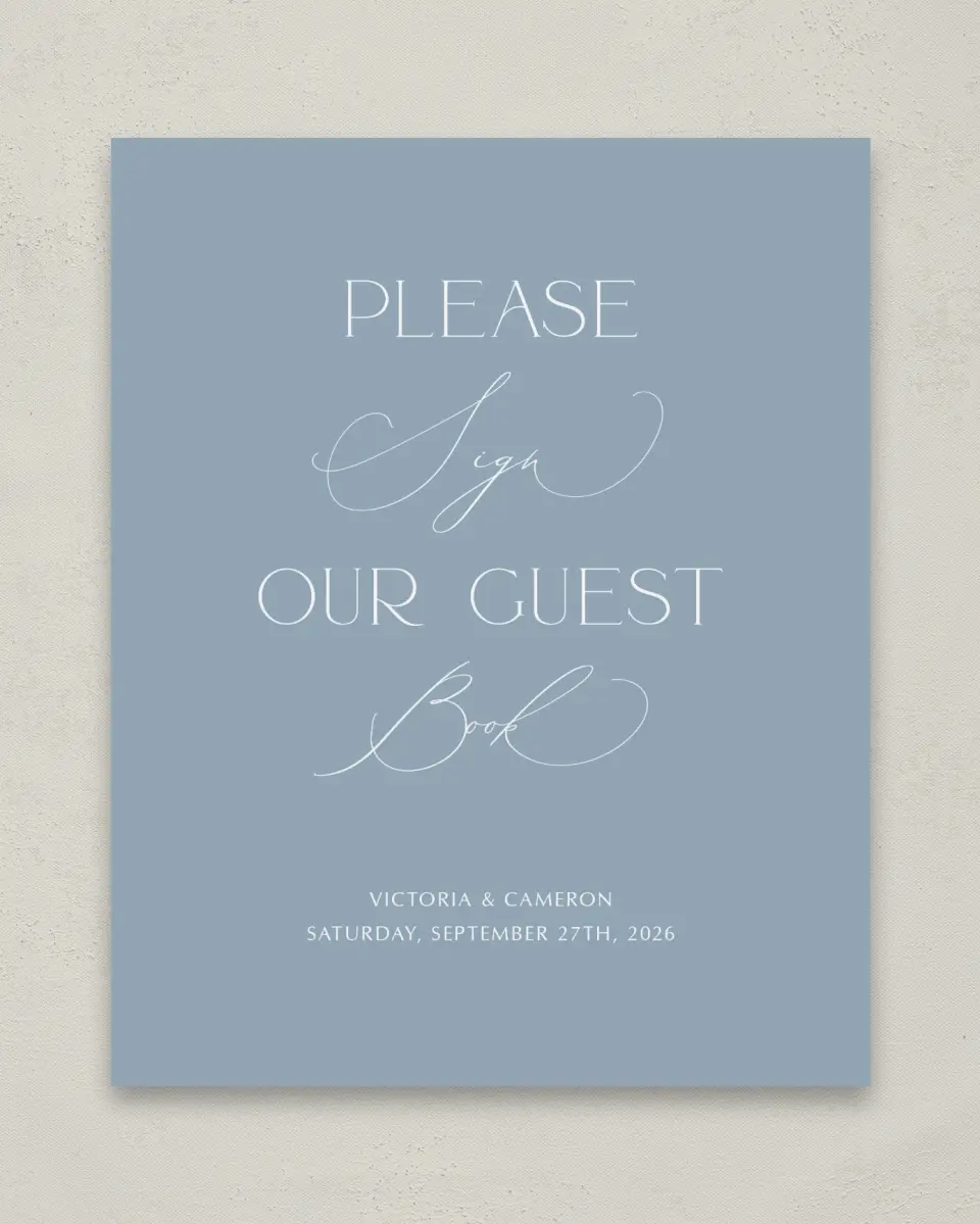 This is a 8" x 10" Guest Book Sign called The Victoria printed in full color