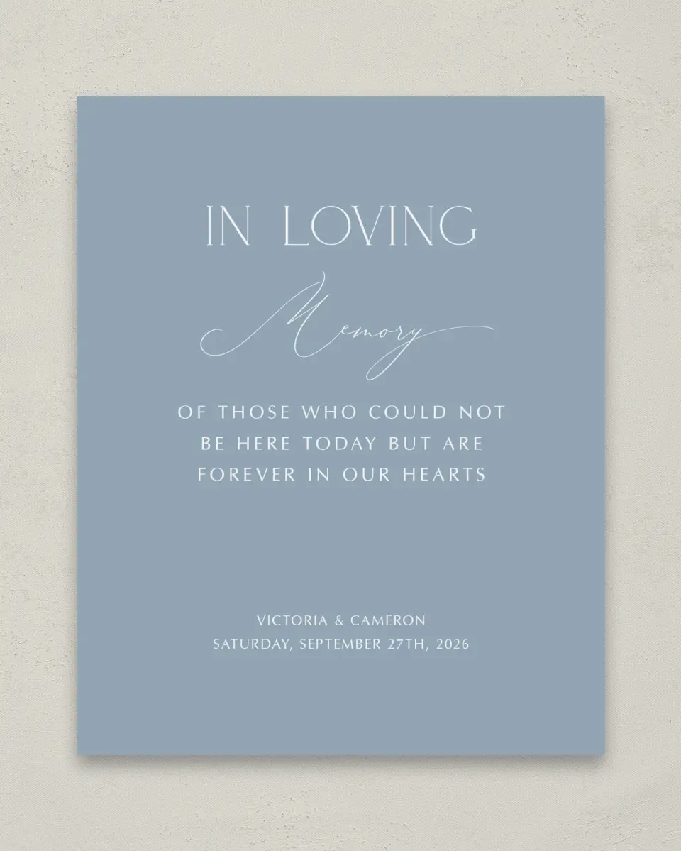This is a 8" x 10" Loving Memory Sign called The Victoria printed in full color
