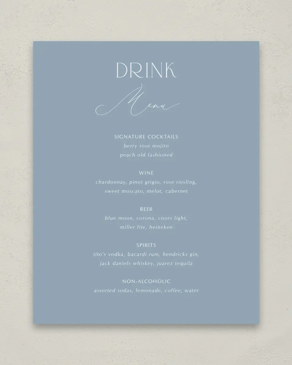 This is a 8" x 10" Menu Sign called The Victoria printed in full color