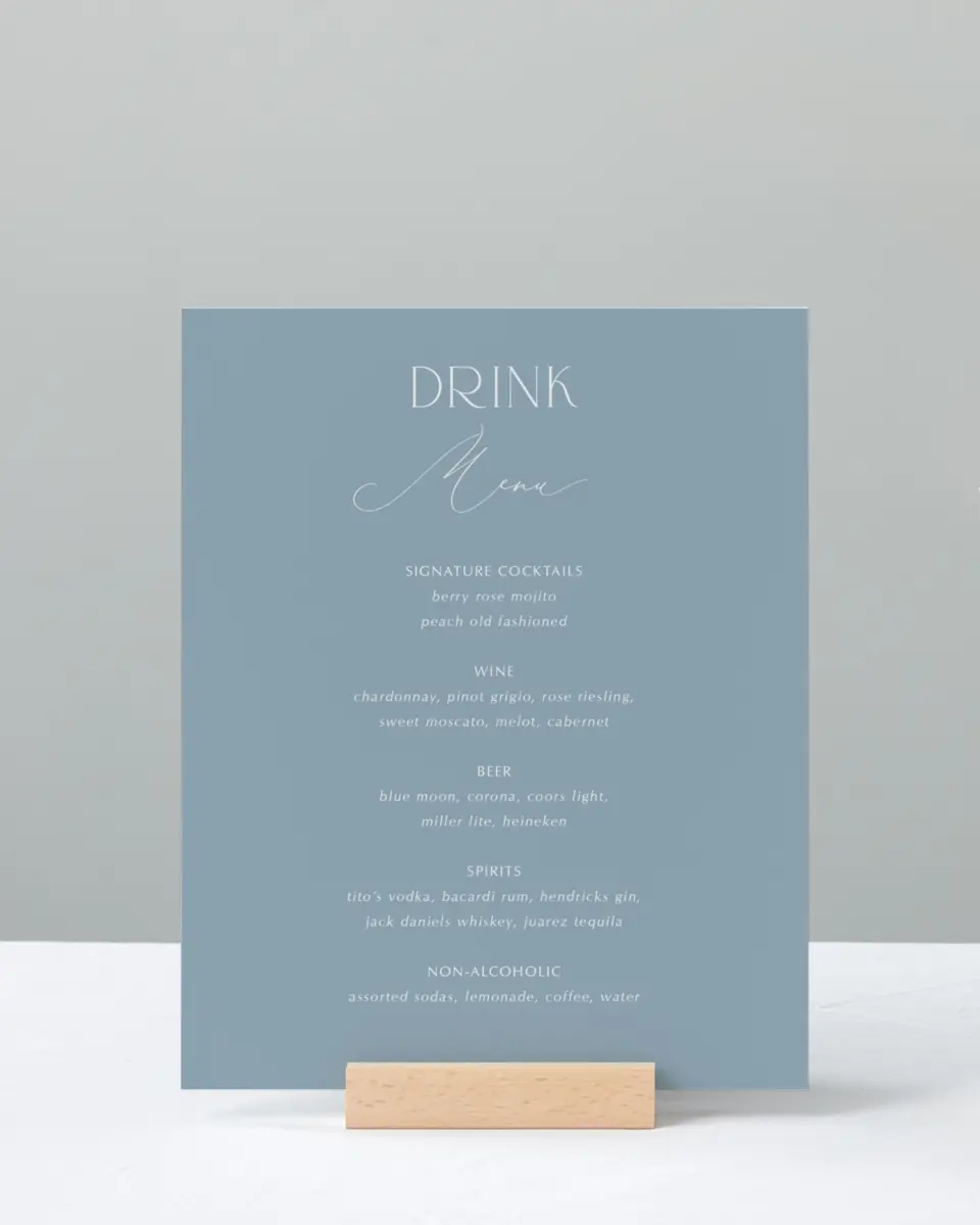 This is a 8" x 10" Menu Sign called The Victoria printed in full color