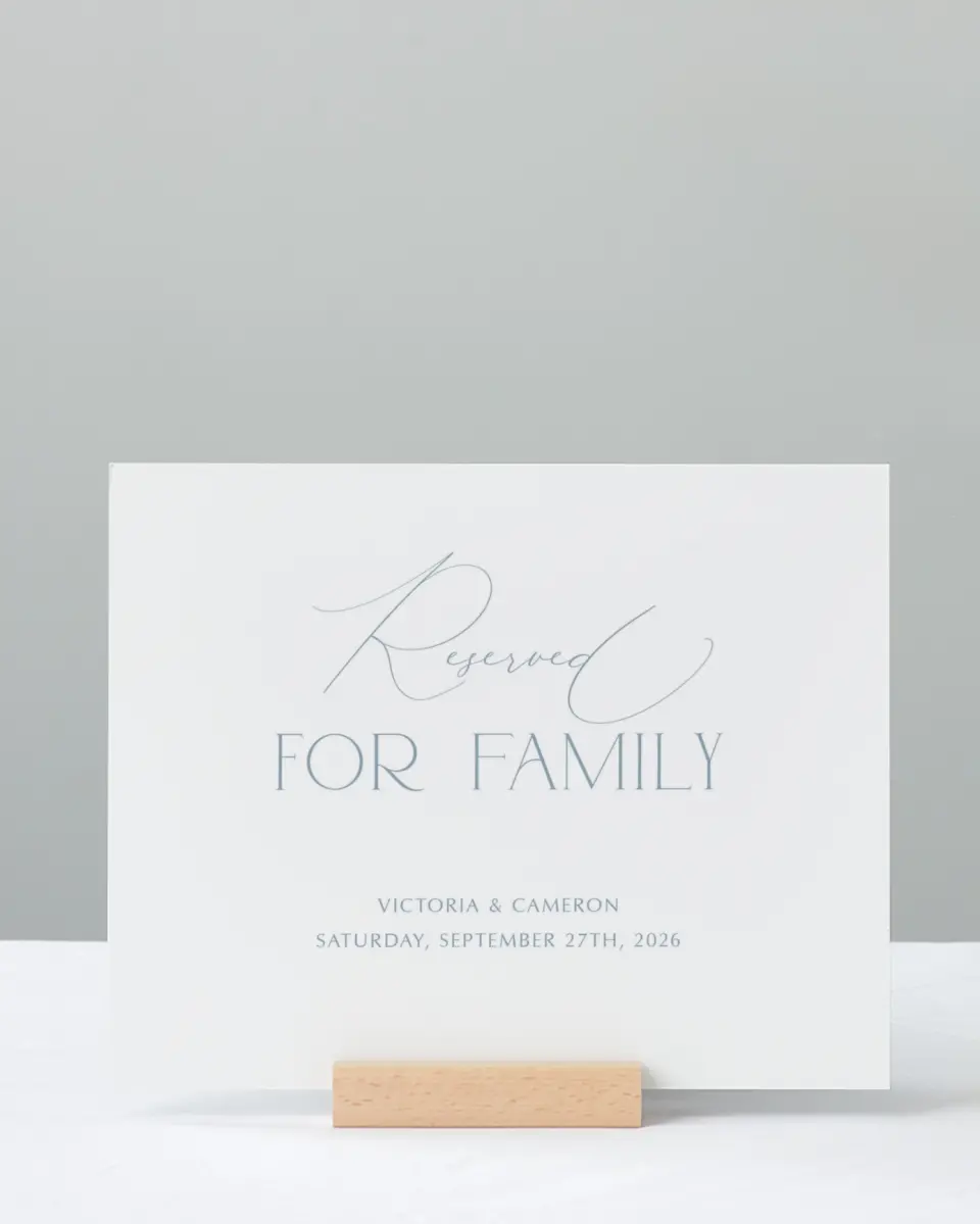 This is a 8" x 10" Reserved Seating Sign called The Victoria printed in full color