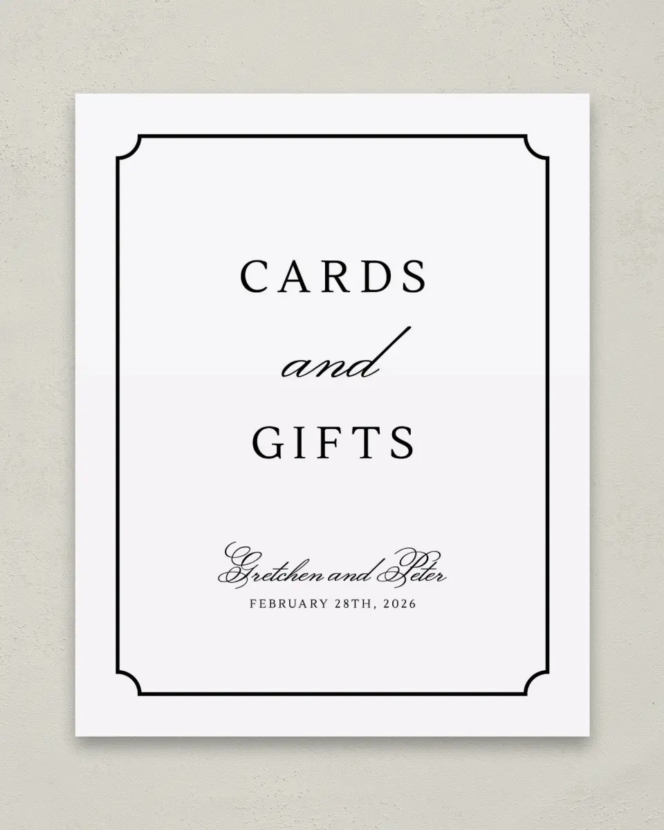 This is a 8" x 10" Cards & Gifts Sign called Elegant Tradition printed in full color