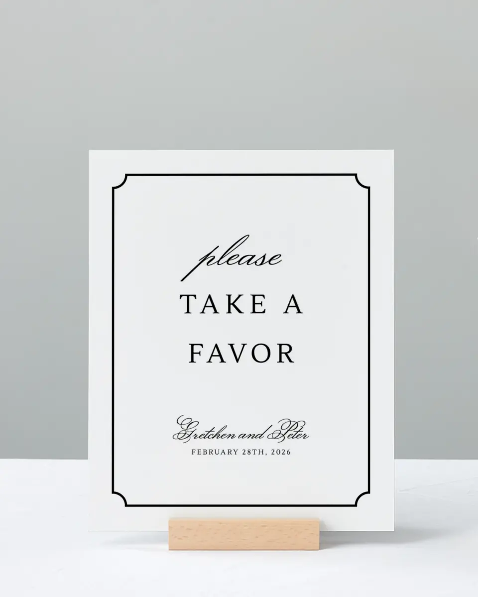 This is a 8" x 10" Favor Sign called Elegant Tradition printed in full color