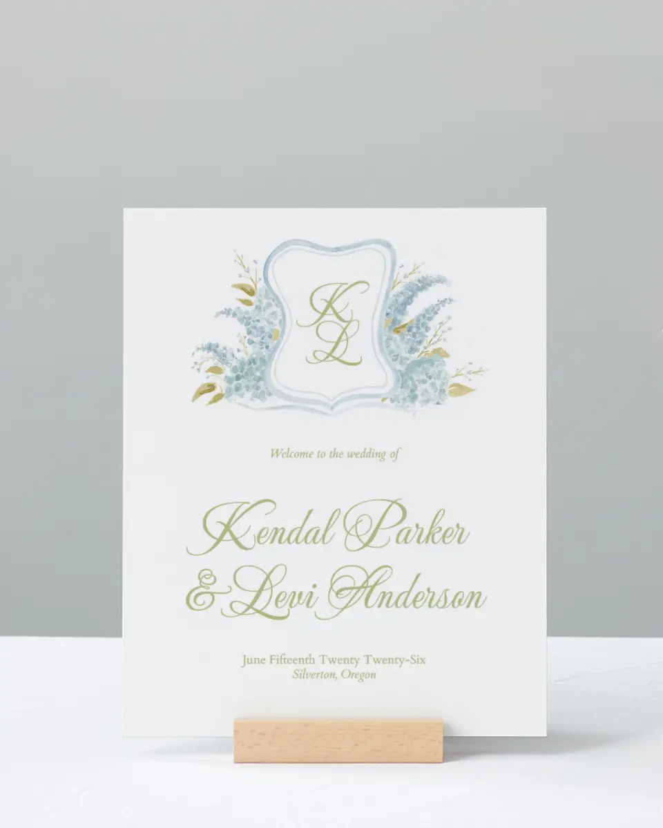 This is a 8" x 10" Welcome Sign called Southern Belle printed in full color with Gold foil