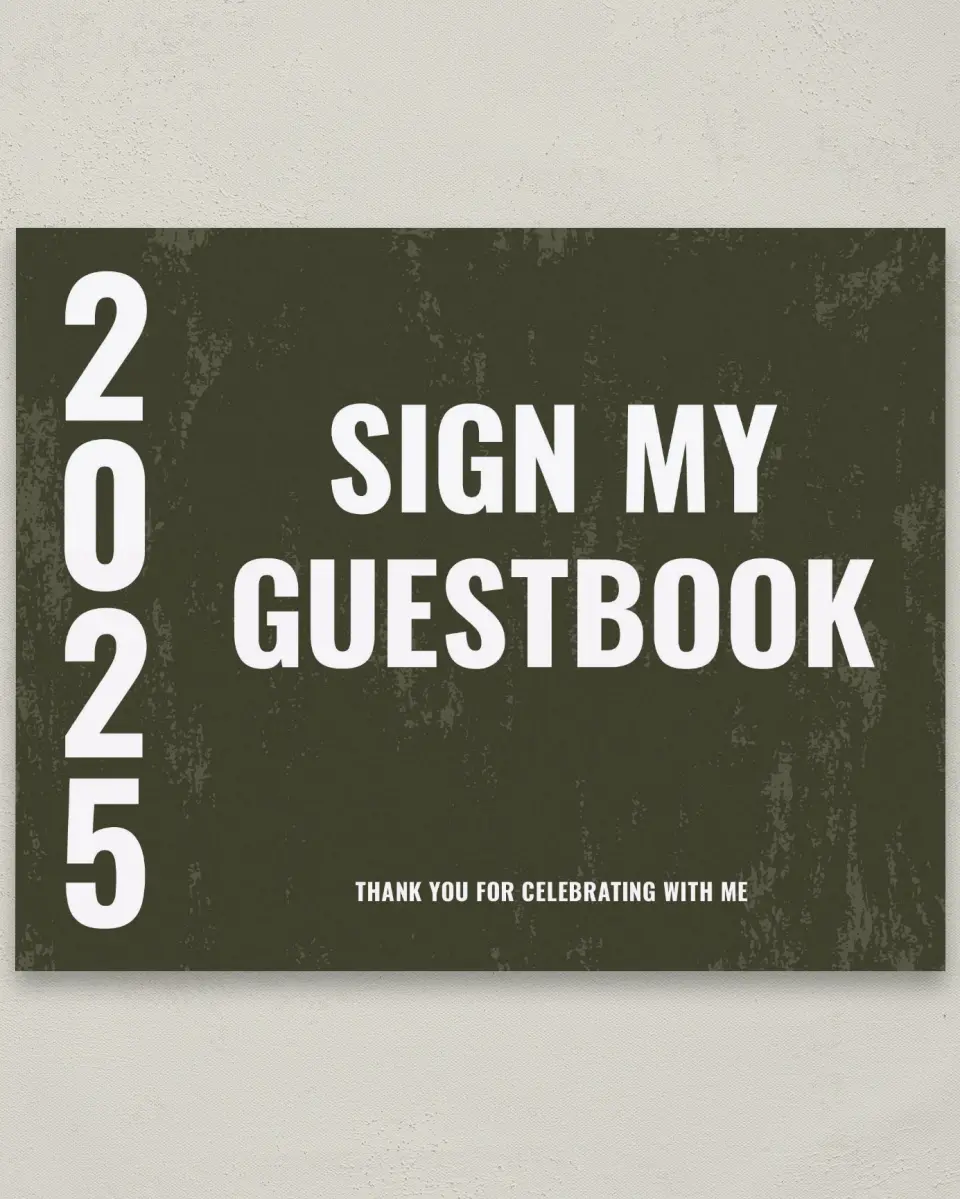 This is a 8" x 10" Guestbook Grad Sign called Genuine Graduate printed in full color