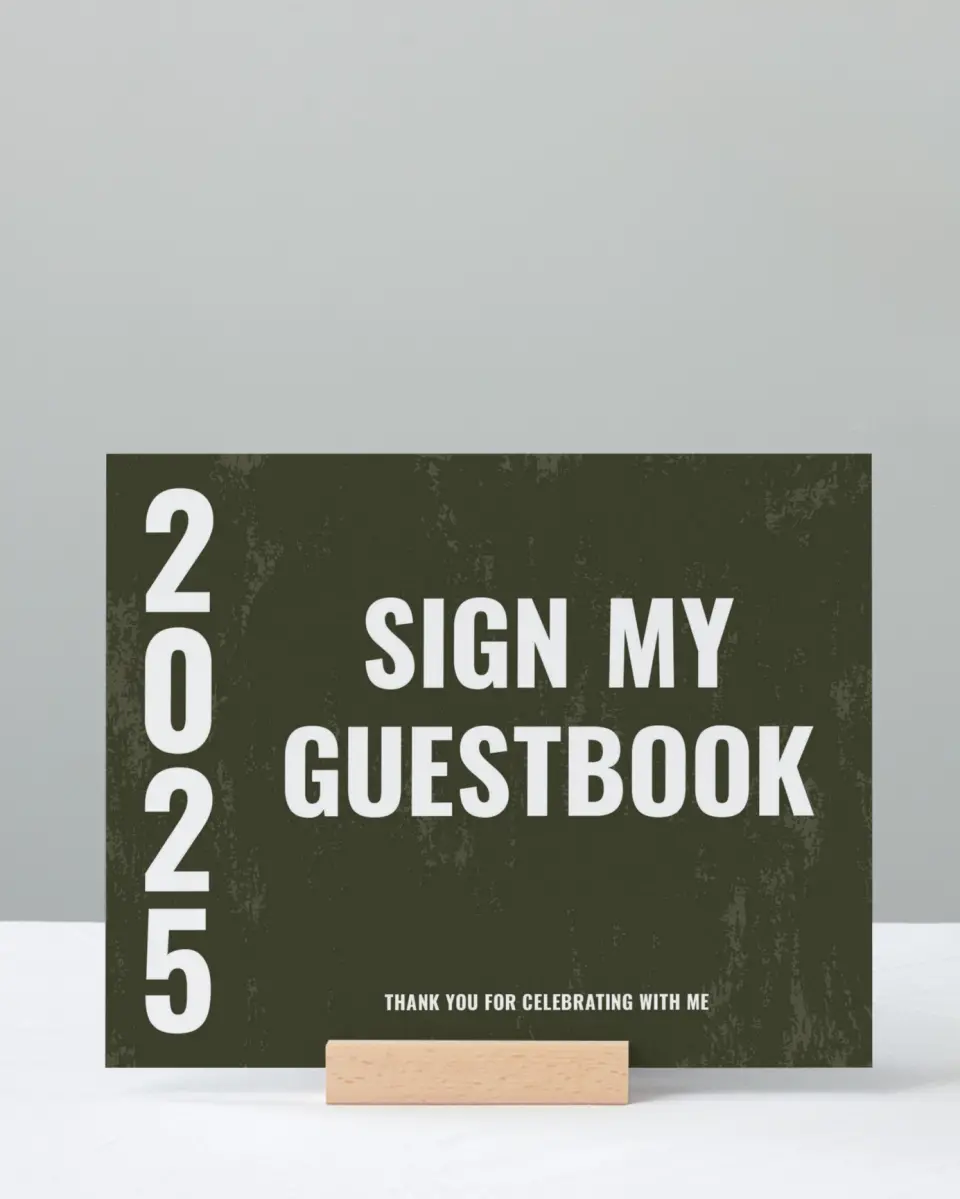 This is a 8" x 10" Guestbook Grad Sign called Genuine Graduate printed in full color