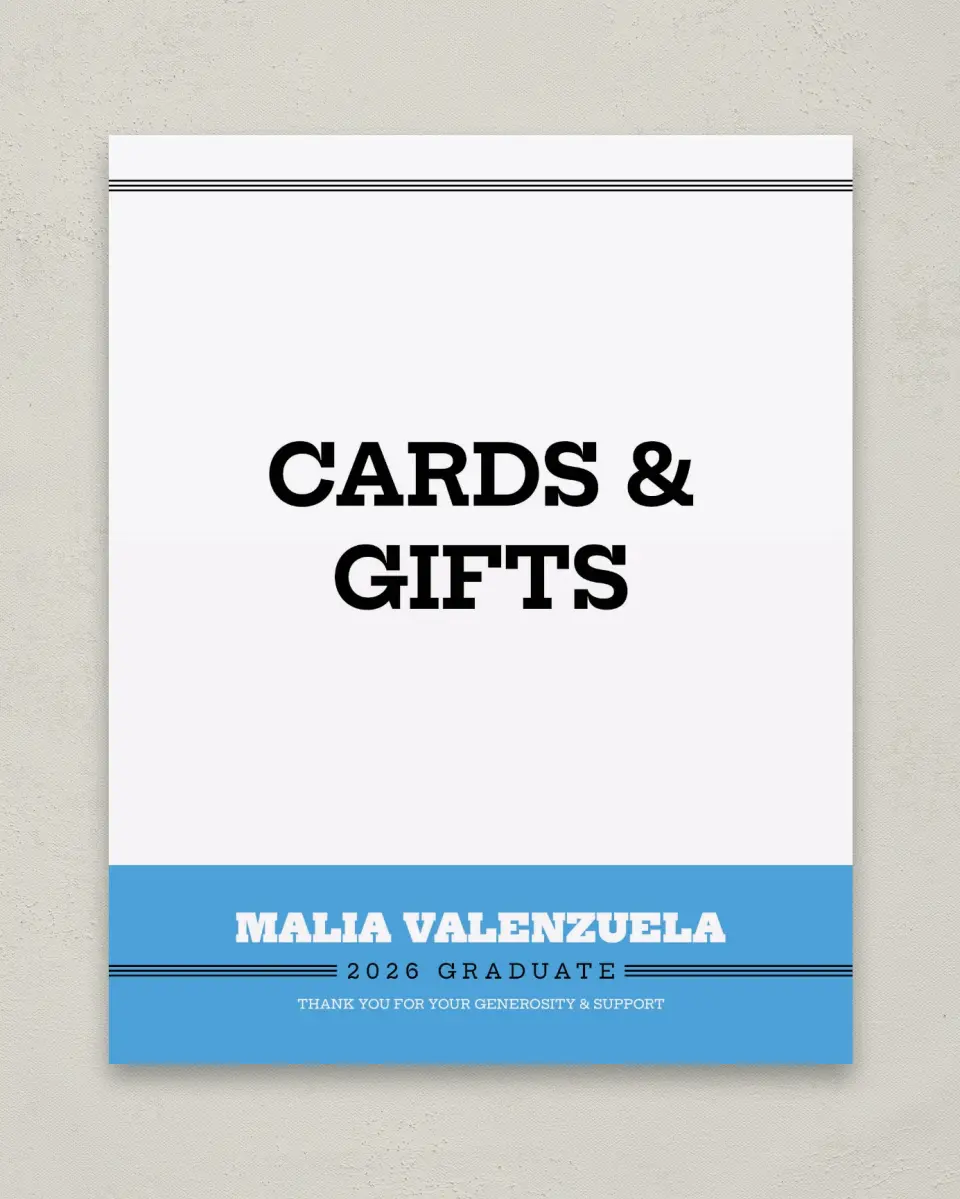 This is a 8" x 10" Cards & Gifts Grad Sign called Sporty Spice printed in full color