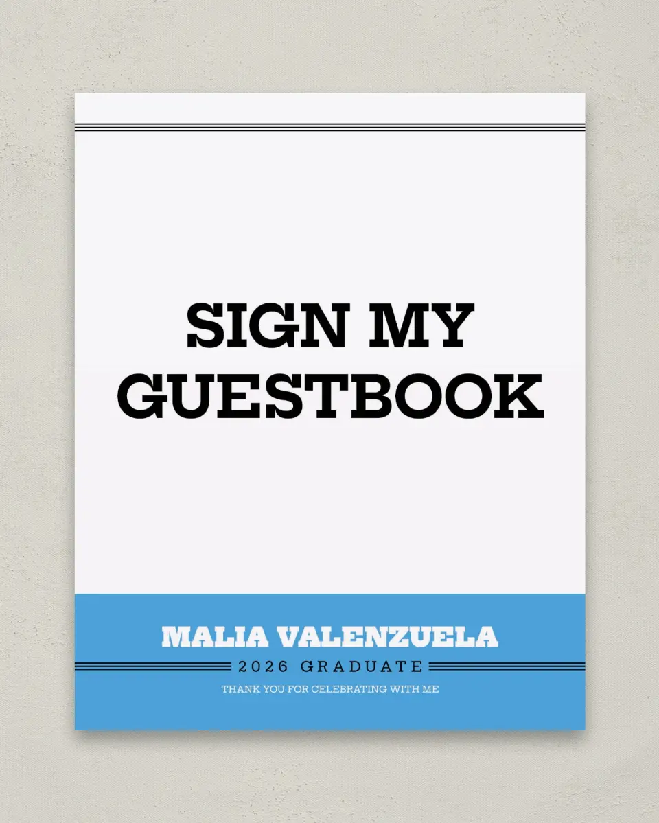 This is a 8" x 10" Guestbook Grad Sign called Sporty Spice printed in full color