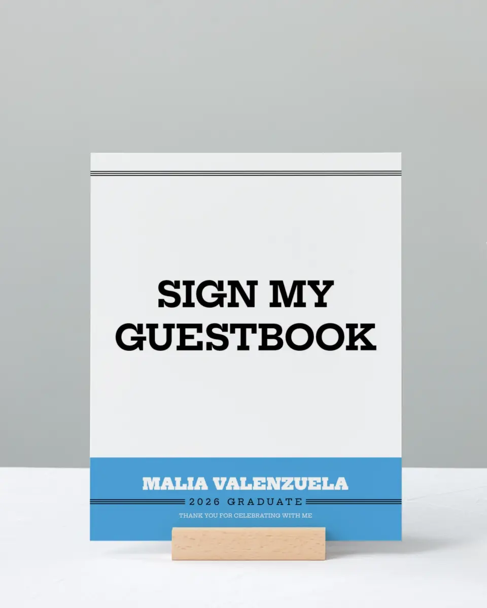 This is a 8" x 10" Guestbook Grad Sign called Sporty Spice printed in full color