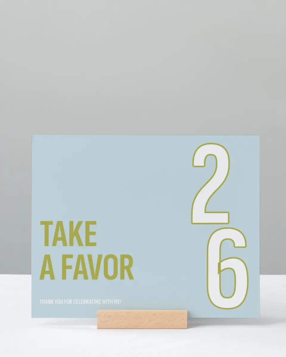 This is a 8" x 10" Take a Favor Grad Sign called Big Grad Energy printed in full color with Silver foil