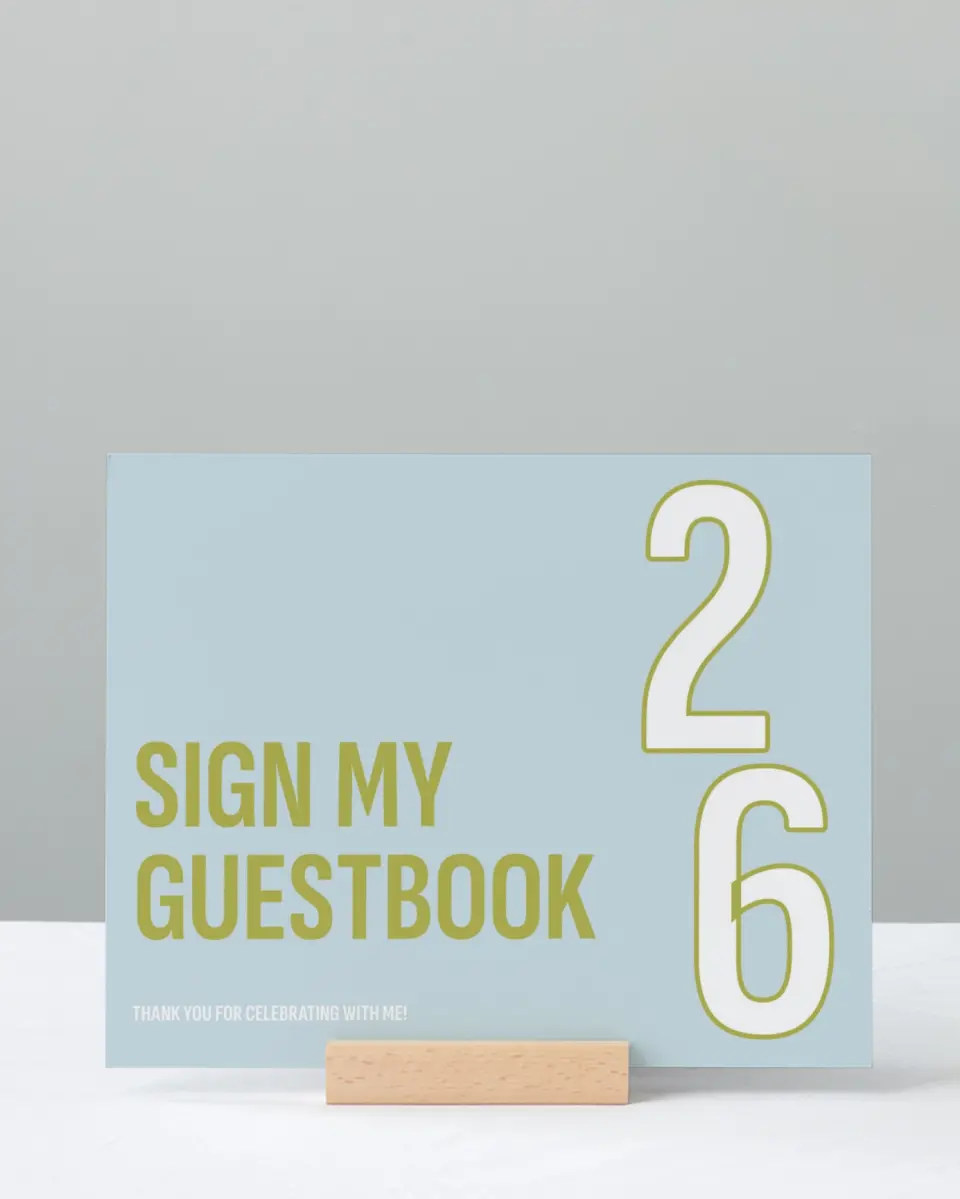 This is a 8" x 10" Guestbook Grad Sign called Big Grad Energy printed in full color with Gold foil
