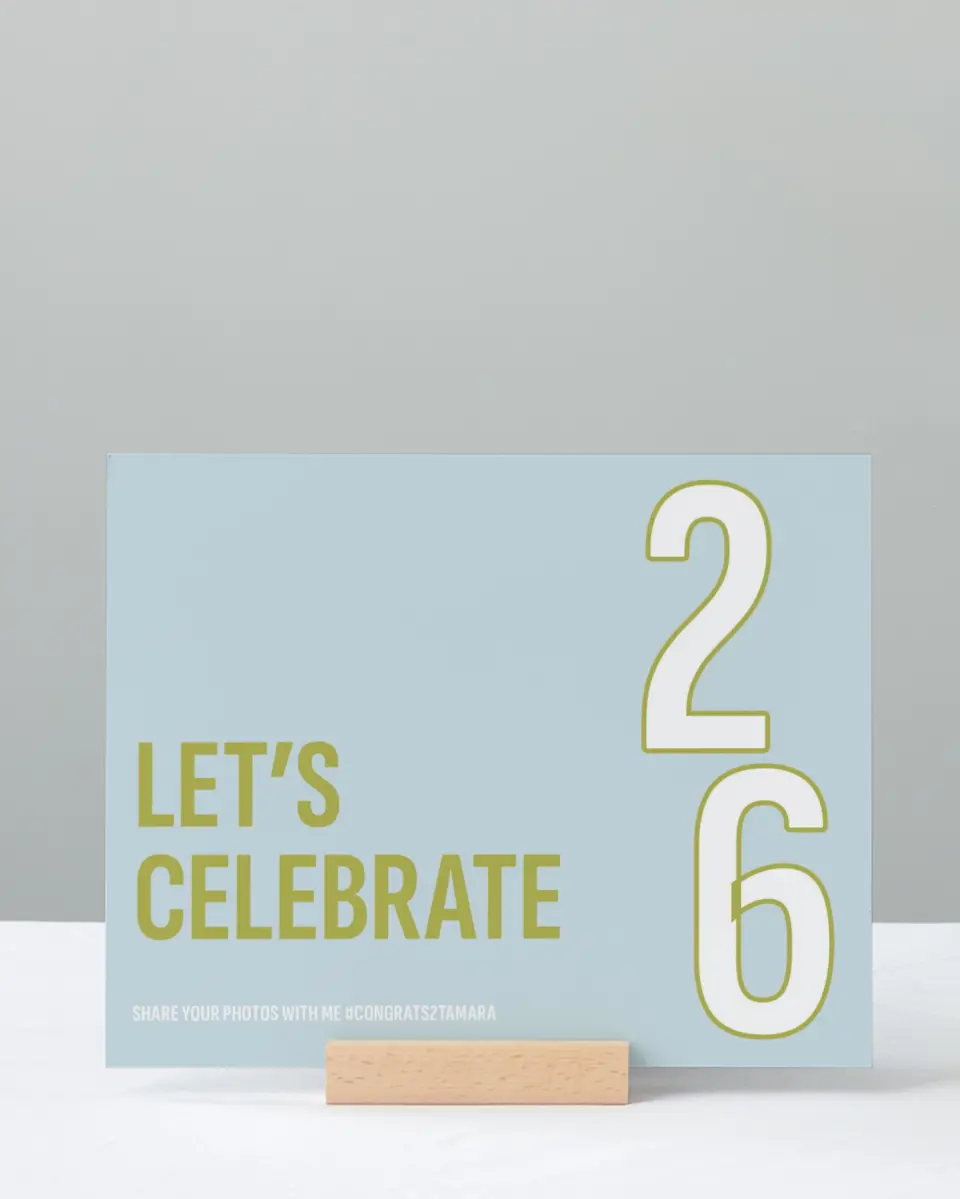 This is a 8" x 10" Let's Celebrate & Snap a Photo Grad Sign called Big Grad Energy printed in full color with Silver foil