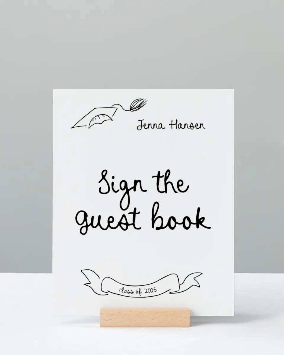 This is a 8" x 10" Guestbook Grad Sign called Handwritten Grad printed in full color