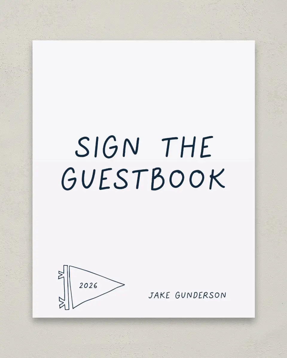 This is a 8" x 10" Guestbook Grad Sign called New Chapter printed in full color