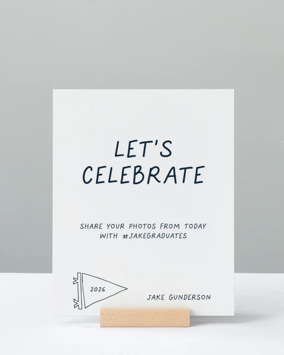 This is a 8" x 10" Let's Celebrate & Snap a Photo Grad Sign called New Chapter printed in full color