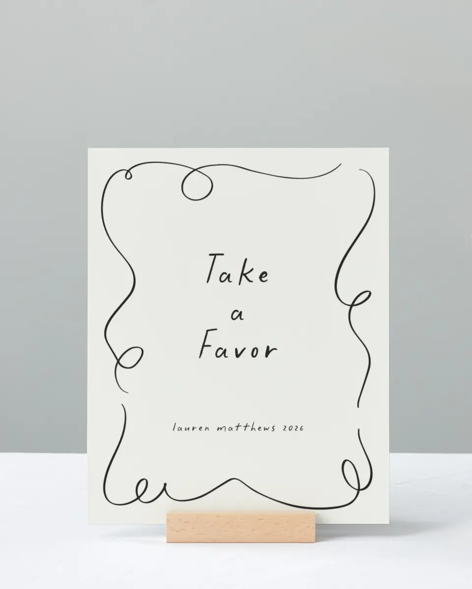 This is a 8" x 10" Take a Favor Grad Sign called Free to be printed in full color