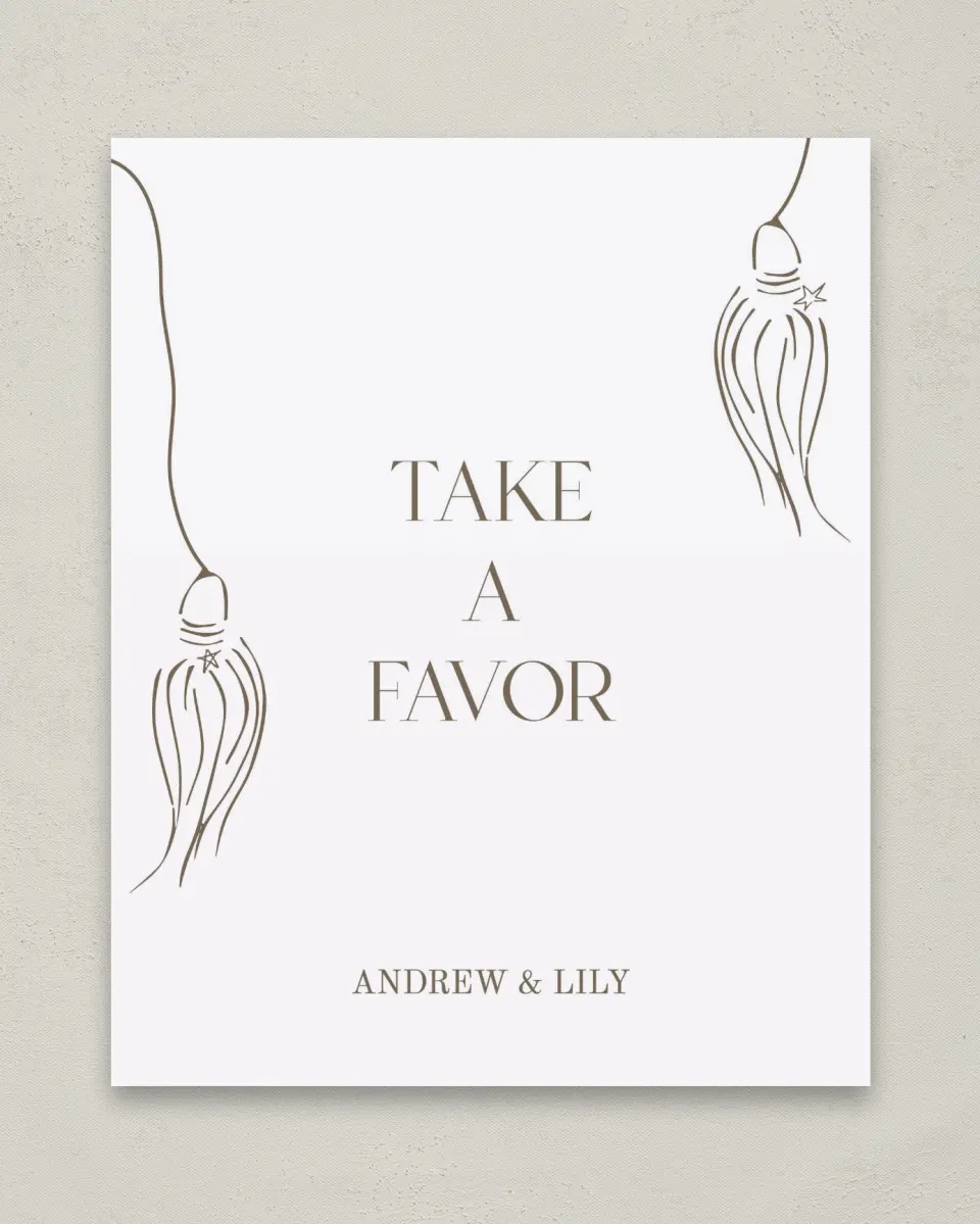 This is a 8" x 10" Take a Favor Grad Sign called Cap and Gown printed in full color