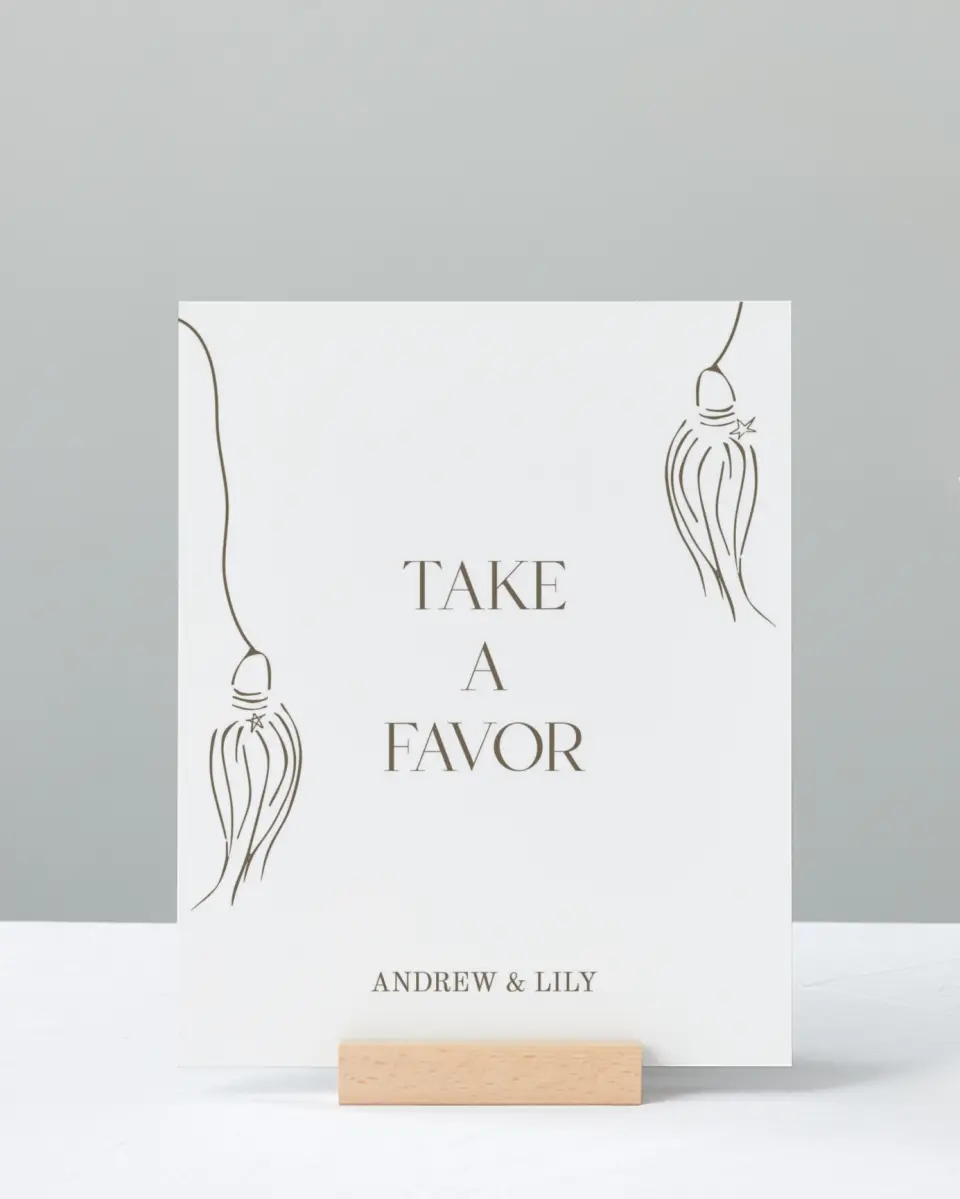 This is a 8" x 10" Take a Favor Grad Sign called Cap and Gown printed in full color