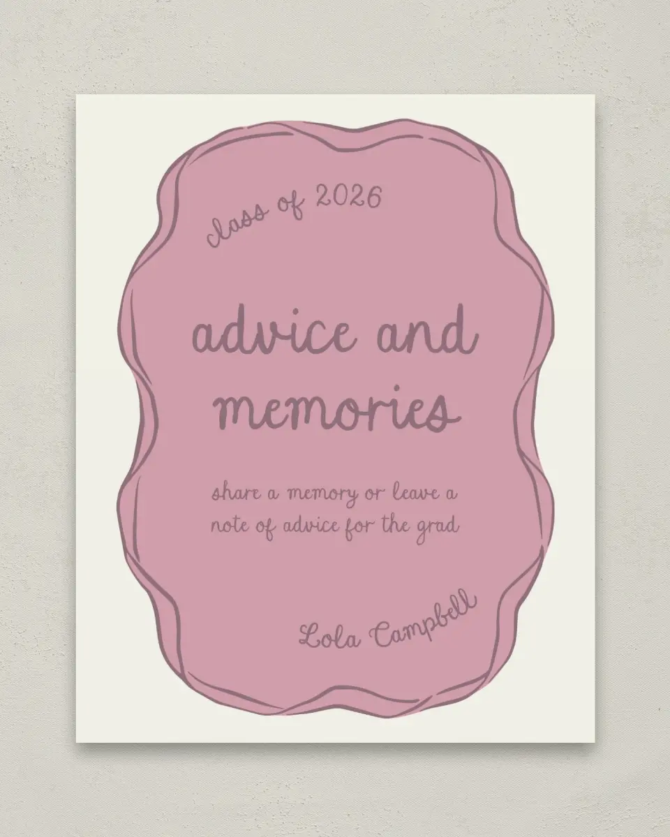This is a 8" x 10" Memory & Advice Grad Sign called Wrapped in Success printed in full color