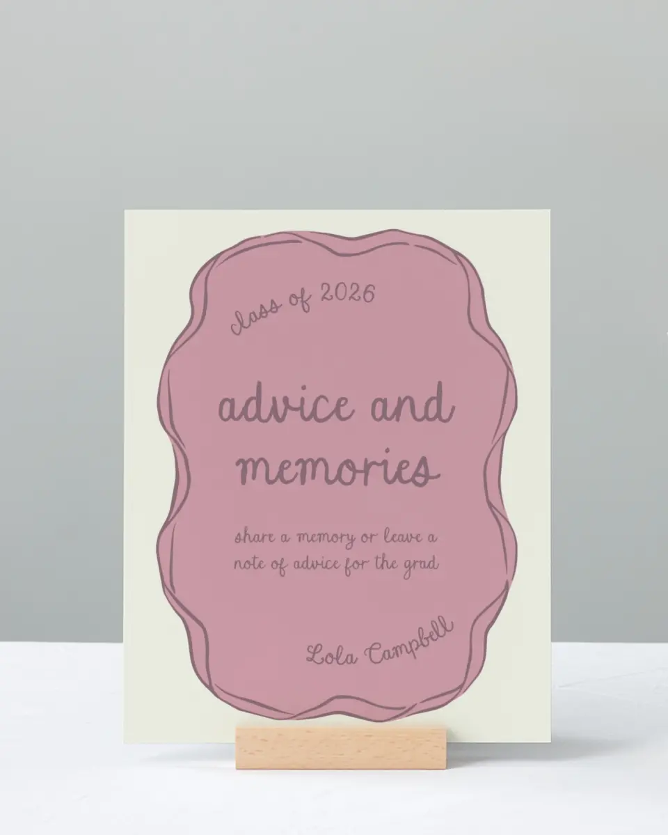 This is a 8" x 10" Memory & Advice Grad Sign called Wrapped in Success printed in full color with Gold foil