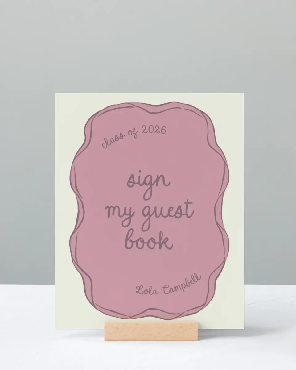 This is a 8" x 10" Guestbook Grad Sign called Wrapped in Success printed in full color with Gold foil