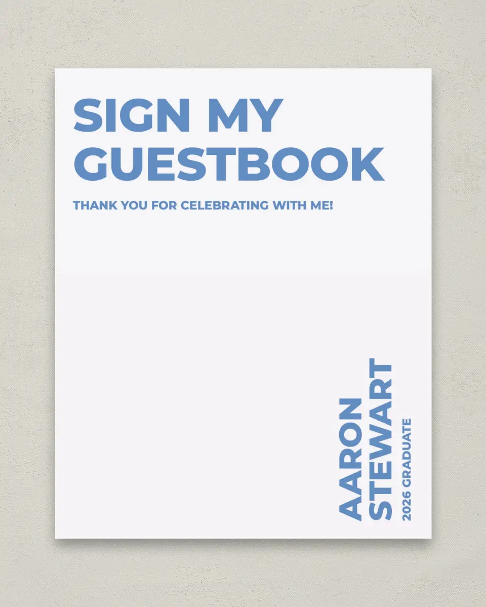 This is a 8" x 10" Guestbook Grad Sign called Bright Beginnings printed in full color