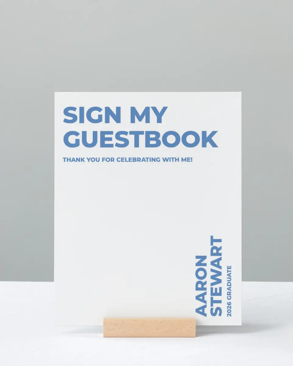 This is a 8" x 10" Guestbook Grad Sign called Bright Beginnings printed in full color with Gold foil