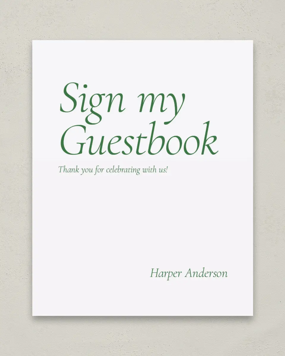 This is a 8" x 10" Guestbook Grad Sign called Our Grad printed in full color